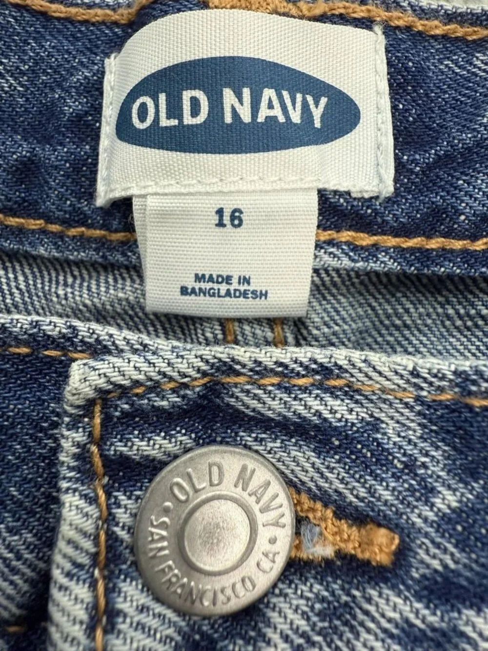 Old Navy Acid Wash Denim Cutoff Jean Shorts Girls 16 Blue Let Down Hem Summer